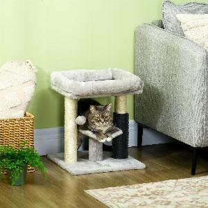 Albero Tiragraffi PawHut con Lettino e Sisal 40x40x48 cm Grigio sconto 28