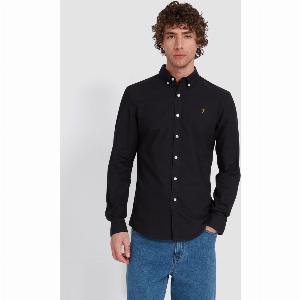 Brewer Slim Fit Organic Cotton Oxford Shirt in Black now 65 save 10