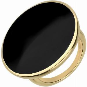 9ct Yellow Gold Whitby Jet Round Ring