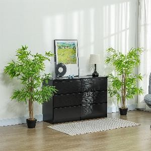 Lot de 2 bambous artificiels 15 m avec pot noir et lichen 7690