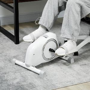 SPORTNOW Mini Exercise Bike Sit Down Pedal Exerciser with 8Level Quiet Magnetic Resistance and LCD Display Portable Under Desk Bike for Arm and Leg Home Gym Office Workout White