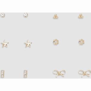 Bow Detail 6 Pack Stud Earrings Metallics
