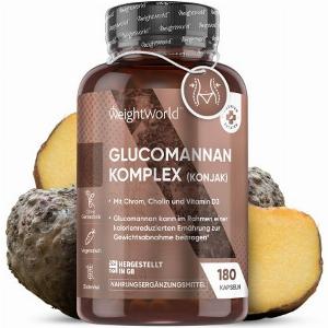 Glucomannan Kapseln  3000 mg 180 Kapseln  Appetit Sättigungs Kapseln  aus der konjakwurzel Mit Vitamin B3 und Chrom Slimcenter