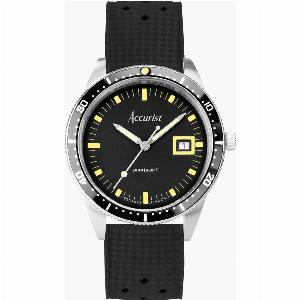 Get 20 Discount on Accurist Dive Mens Watch Silver Case Black Strap