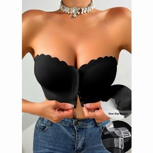 Seamless Black Push Up Bandeau Bra