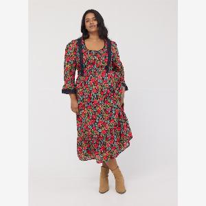 Joanie Clothing Eleri Antique Rose Print Crochet Trim Prairie Dress US 20