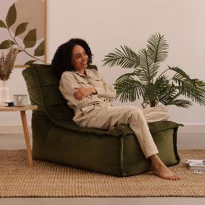 Icon Dolce Velvet Lounger Giant Bean Bag Chairs in Olive Now 9999
