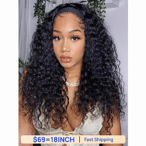 Nadula Flash Sale Water Wave Wigs Headband Wig And 7x5 Byebye Knots Invisible Lace Wigs Put On And Go Human Hair Wigs