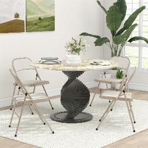 HOMCOM Lot de 4 chaises pliantes chaises de salle à manger portables cadre en acier dim 45l x 46P x 78H cm beige
