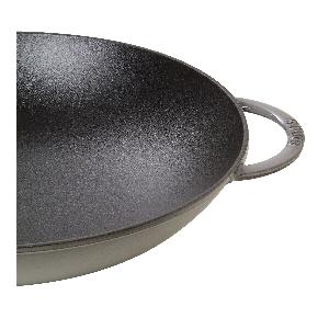 Staub Spécialités 37 cm Wok avec couvercle en verre Gris graphite