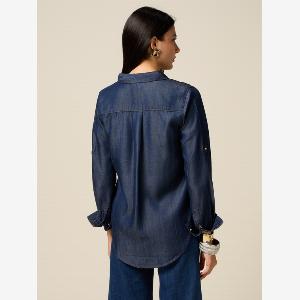 Oltre  Camicia in tencel effetto denim Donna Blu Taglia 40