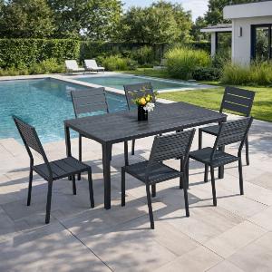 Zik Home Sconto del 17% su set da pranzo per giardino tavolo e 6 sedie nere