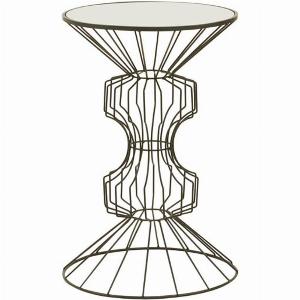 Get 62 Off Xuange Round White Mirrored Glass Side Table with Black Frame