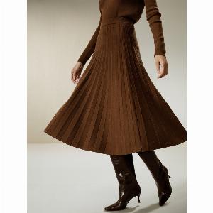 LILYSILK Gonna Di Lana Caramello Silhouette A Linea Sopra Il Ginocchio Lana Merino Ultra Fine Adatto A Diverse Occasioni L