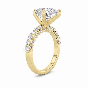 Verda Yellow Gold Art Deco Inspired VProng Pear Shape  Lab Grown Diamond Engagement Ring  1 12  3 34 CT TW