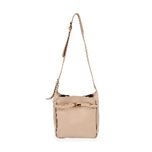 Leatherette Crossbody Bag with Detachable Small Zipper Bag  Beige