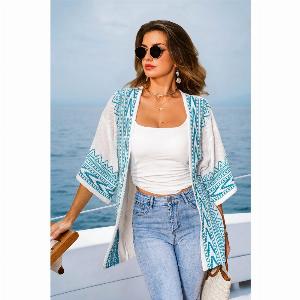 50 Rabatt auf stylische Strickjacke mit geometrischem Design und langen Ärmeln