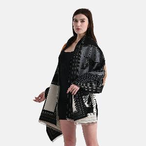 Styled By Horse Print Scarf 64x180cm  Black  White  Brown