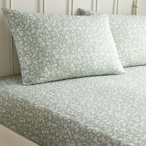Dreams  Drapes Tess Floral Bed Linen Fitted Sheet Green