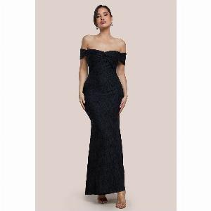 Front Knot Twist Maxi Dress  Black by Goddiva