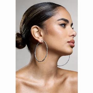 Chessie  Silver Diamante Hoop Earrings