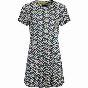 Weird Fish Sidra Organic Cotton Printed Jersey Slub Tunic Cedar Green Size 22