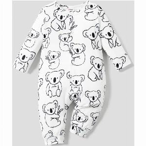Baby Boy Childlike Lion Button Long Sleeves Jumpsuit