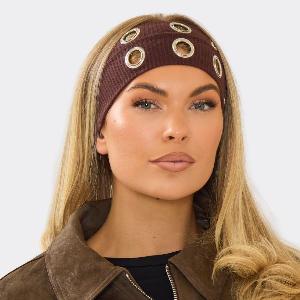 Eyelet Detail Thin Headband In Brown Womens Size UK One Size