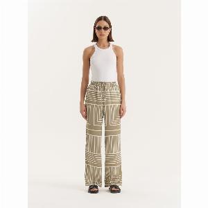 Sage Green Satin Graphic Print Trouser Amira
