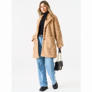Enjoy 30 Discount on Camel Faux Fur Longline Teddy Coat
