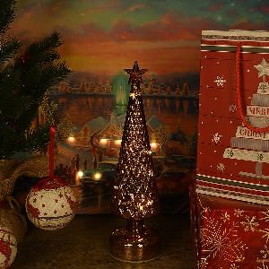 Glass Christmas Tree Decoration with Copper String Lights