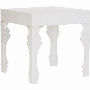 Louis Rectangular High Gloss Side Table In White