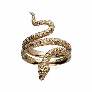 Enjoy 7 Discount on Art Nouveau Marcasite Snake Wrap Ring in 18ct Gold Plated Silver