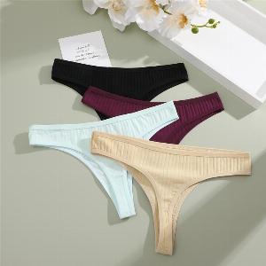 FINETOO tongs pour femmes coton doux string Sexy taille basse tback sousvêtements SXL culotte confortable sousvêtements pour fille XL