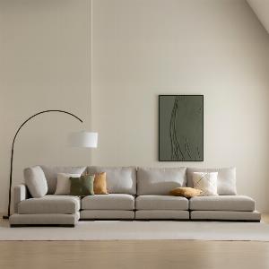 Canapé 5 places avec chaise longue gauche perle Travis