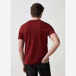 OVS Organic Cotton Tshirt With V Neck Mann Bordeauxrot Größe S