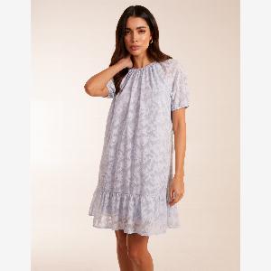 Jacquard Smock Mini Dress L Light Blue