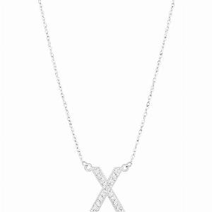 Letter X Diamond Embellished Initial Pendant Necklace in 9ct White Gold
