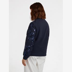 Fiorella Rubino  Felpa con maniche ricamate in paillettes Donna Blu Taglia XS 4446 IT