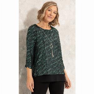 Anna Rose Shimmer Jersey Top With Necklace BLACKGREEN 18