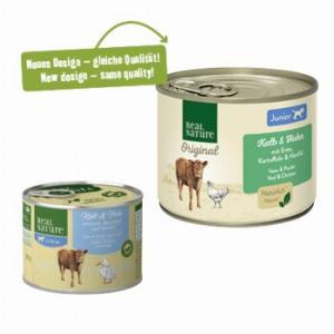 24 Rabatt auf REAL NATURE Nassfutter für Welpen mit Geflügel Kalb 6x200 g