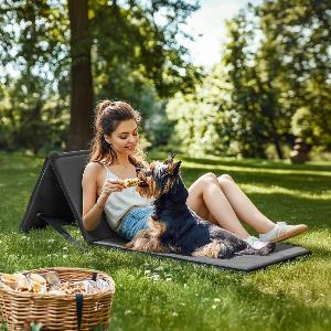 SUNJOY Portable Beach Mat with Adjustable Backrest for Adults Set of 1  Gray