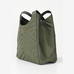 Borsa shopper verde PINKO in tessuto riciclato ora a 175