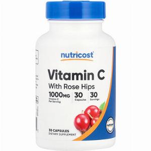 iHerb Nutricost Vitamin C with Rose Hips Vitamin C mit Hagebutten 30 Kapseln