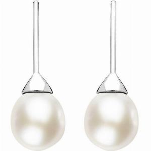 Sterling Silver White Pearl Hook Drop Earrings
