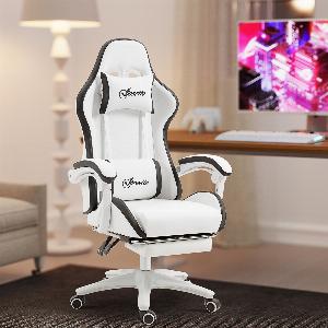 Vinsetto Siège gaming fauteuil gaming dossier inclinable 135 avec appuitête reposepieds 65l x 65P x 121129H cm blanc et noir
