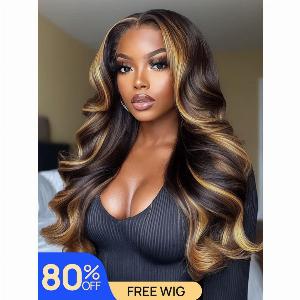 Nadula Flash Sale 13x4 Pre everything Lace Frontal Loose Body Wave Wig Dark Brown Wig with FaceFraming Highlights