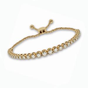 Lab Grown Cup Prong Diamond Bolo Bracelet 12 ct tw10K Yellow Gold