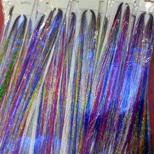 120 Strandsbag Sparkle Shiny Tinsel Rainbow Silk Hair Extensions Dazzles Women Hippie for Braiding Headdress Colorful Long 39