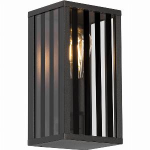 Sconto 53 Applique esterno moderno nero con vetro fumé 26 cm IP44